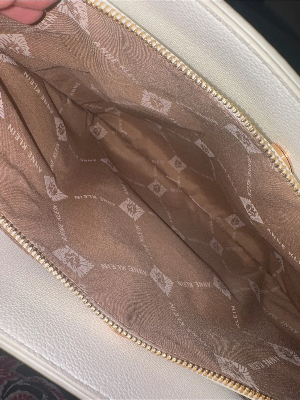 Anne Klein White Tote with Matching Pouch and Polka Dot Scarf
